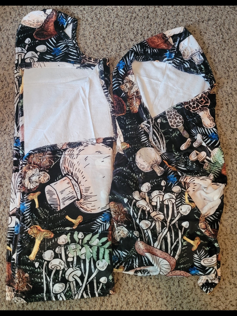 Kids Hooded Towel - Black Mushroom Print
